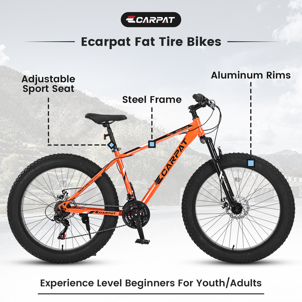 26 Inch Fat Tire Bike - 21 Speed Mountain Bike
