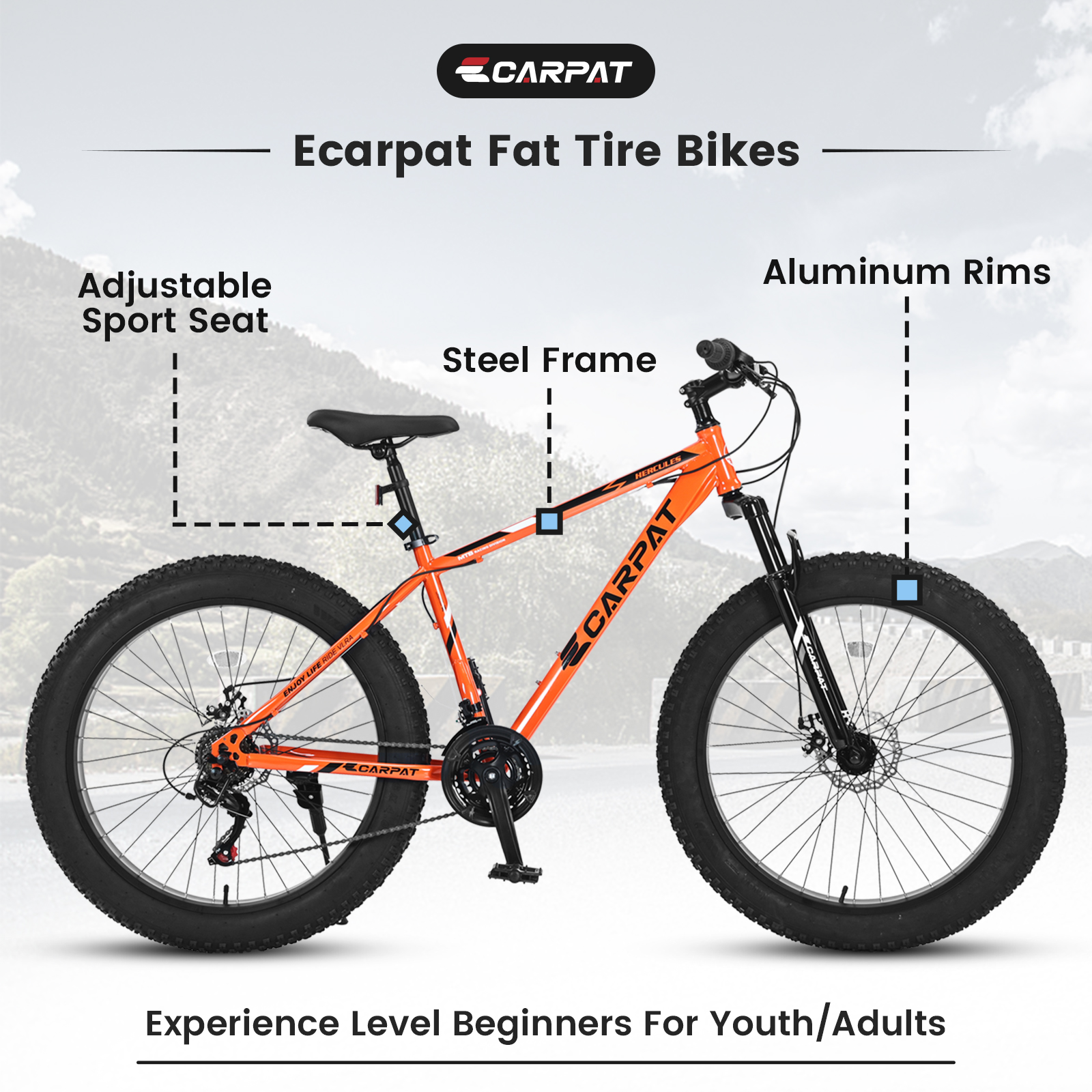 26 Inch Fat Tire Bike - 21 Speed Mountain Bike