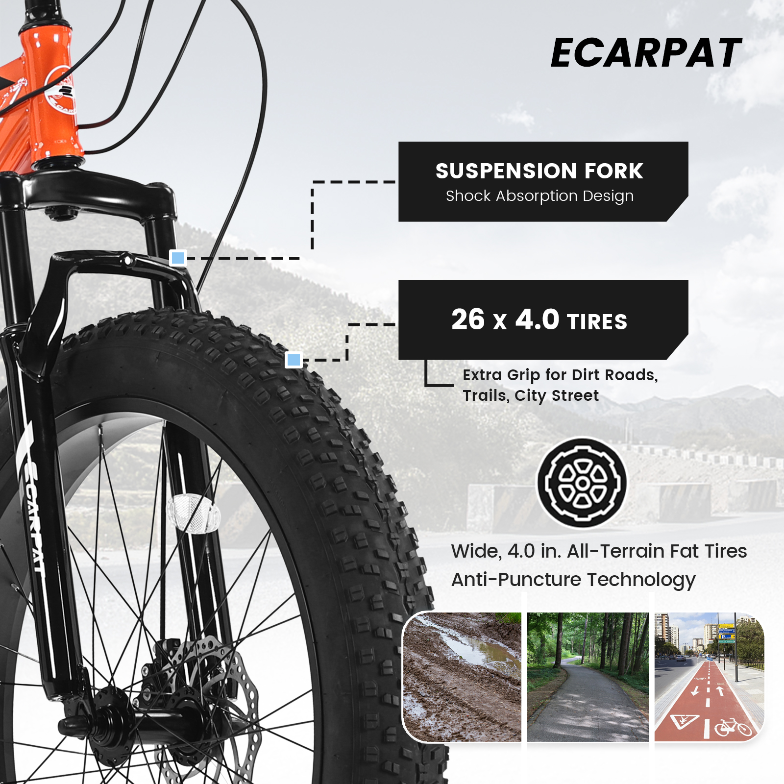 26 Inch Fat Tire Bike - 21 Speed Mountain Bike