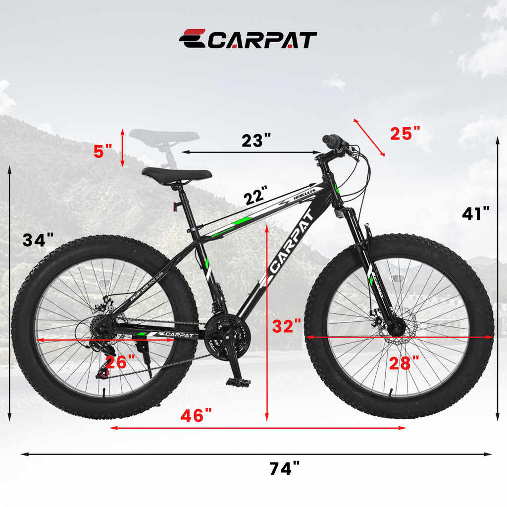 26 Inch Fat Tire Bike - 21 Speed Mountain Bike