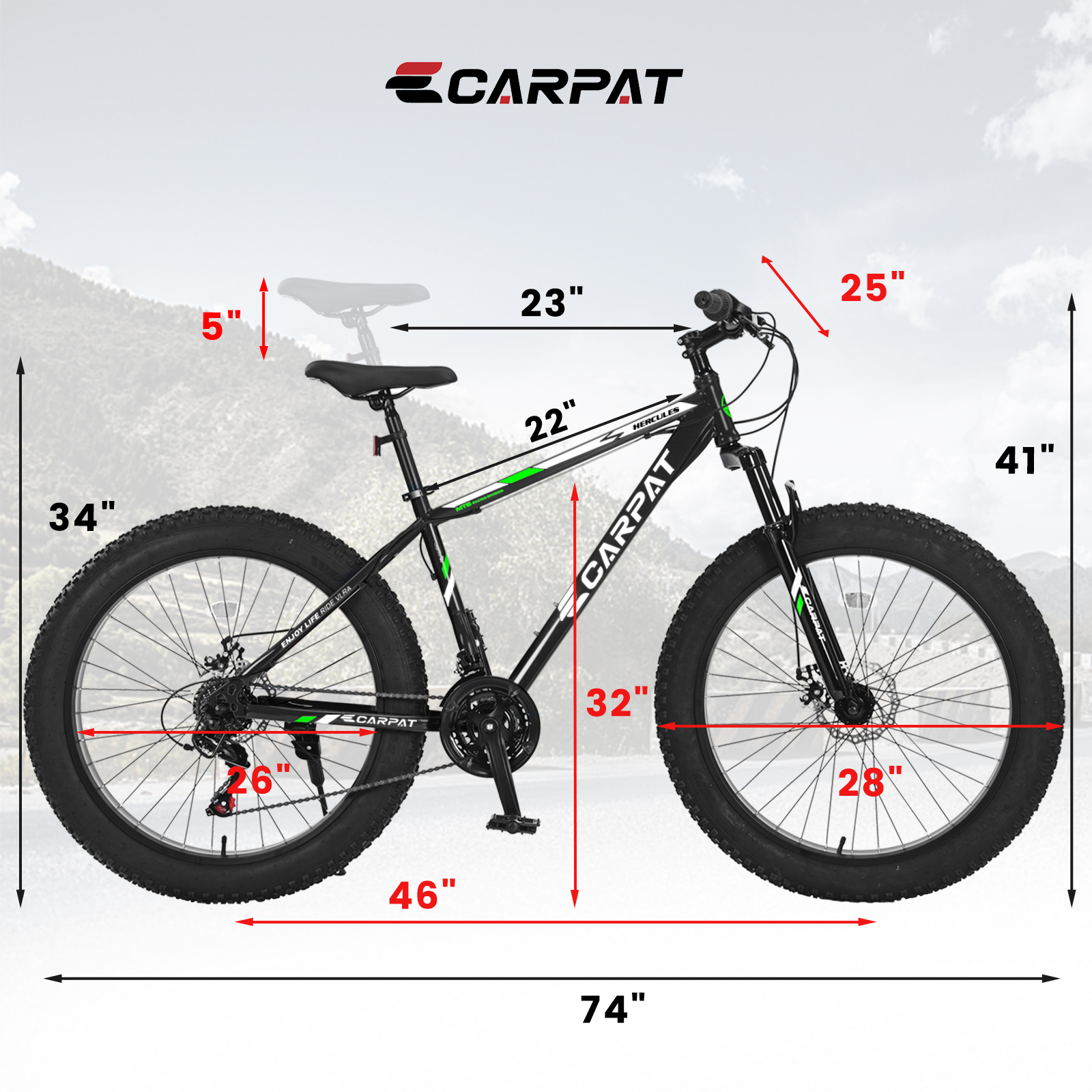 26 Inch Fat Tire Bike - 21 Speed Mountain Bike